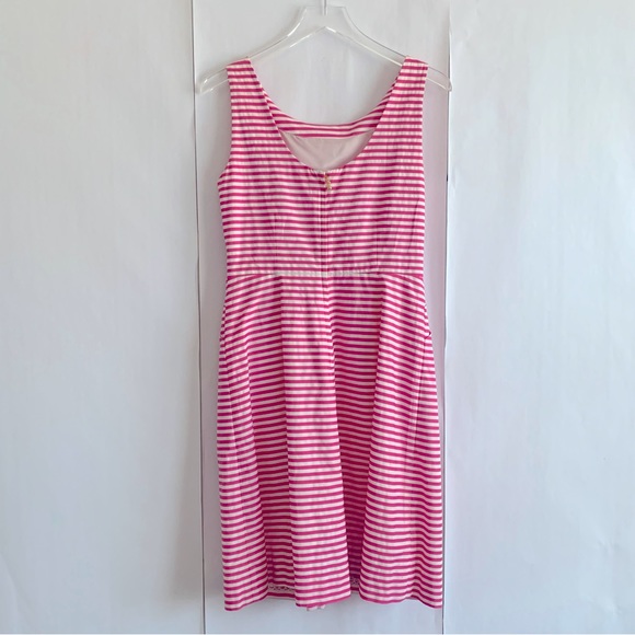 Kate Spade Jillian Bow Seersucker Striped Sleeveless Cotton dress pink white - Picture 9 of 13